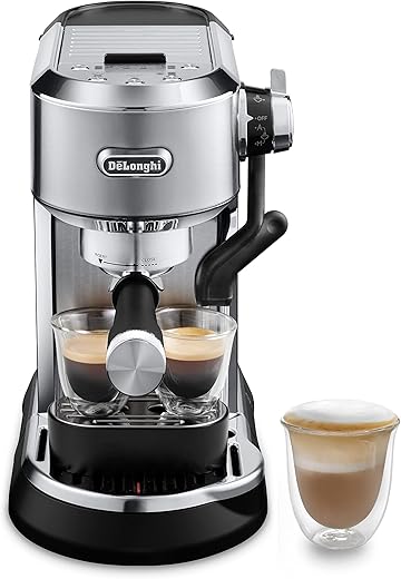 De'Longhi Dedica Maestro Plus EC950.M Handmatige espressomachine, koffiepoeder of E.S.E-pads, automatische melkopschuimer, automatische LatteArt-technologie, tank 1,6 l, automatische uitschakeling,