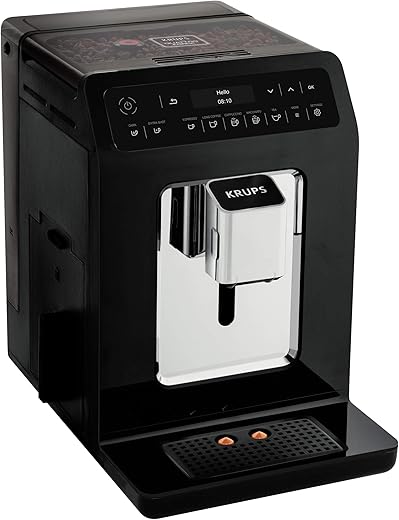 Krups EA8908 Evidence volautomatische espressomachine, OLED-display Barista Quattro Force technologie, 12 koffievariaties, 3 thee-variaties, one-touch cappuccino-functie, 2-kops-functie, zwart-chroom