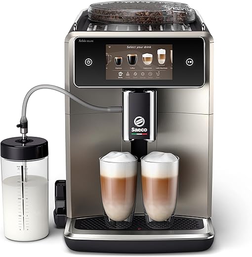 Saeco Xelsis Deluxe Volautomatische Espressomachine - met Wifi-Connectiviteit, 22 Koffievariaties, 5 inch Intuïtief Touchdisplay, 8 Gebruikersprofielen, Molen met Keramisch Maalwerk (SM8782/30)