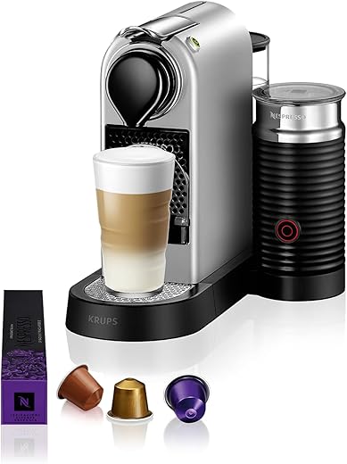 Krups Nespresso CitiZ&Milk XN761B koffiecupmachine, 19 bar, Inclusief Aeroccino, Melkopschuimer, Cappuccino's, Zilver